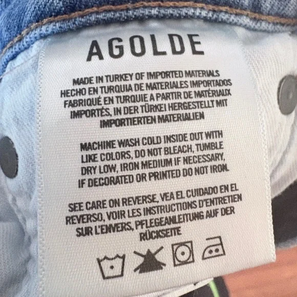 AGOLDE Willow High Rise Slim Jeans Size 27 Raw Hem Light Wash - Picture 4 of 6